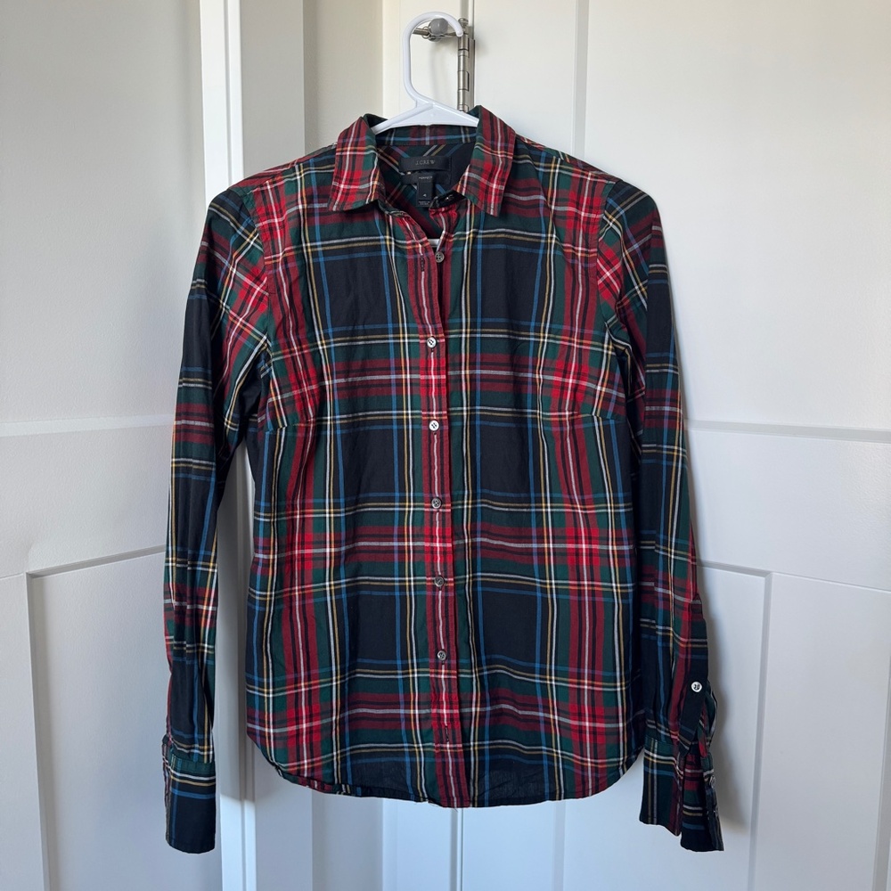 J. Crew Stewart Plaid Perfect Shirt - Size 4